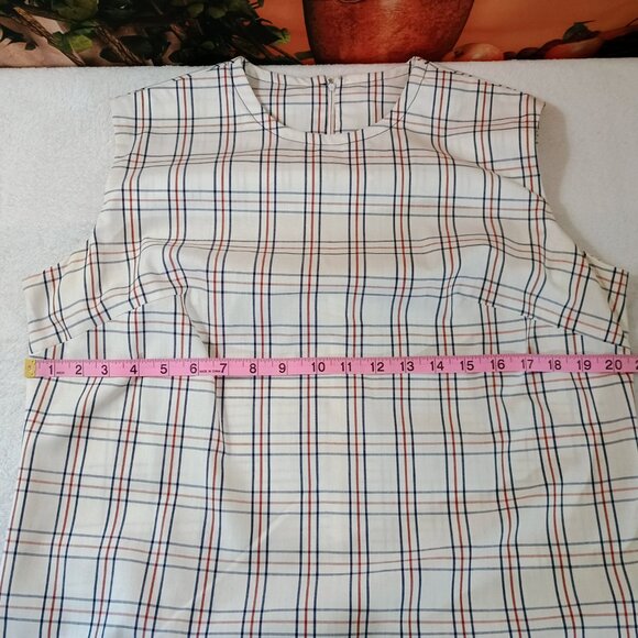 ECU: Vintage 70s Hob-nobbe White Plaid Mod Shift Dress Pockets Size see desc - Picture 5 of 7